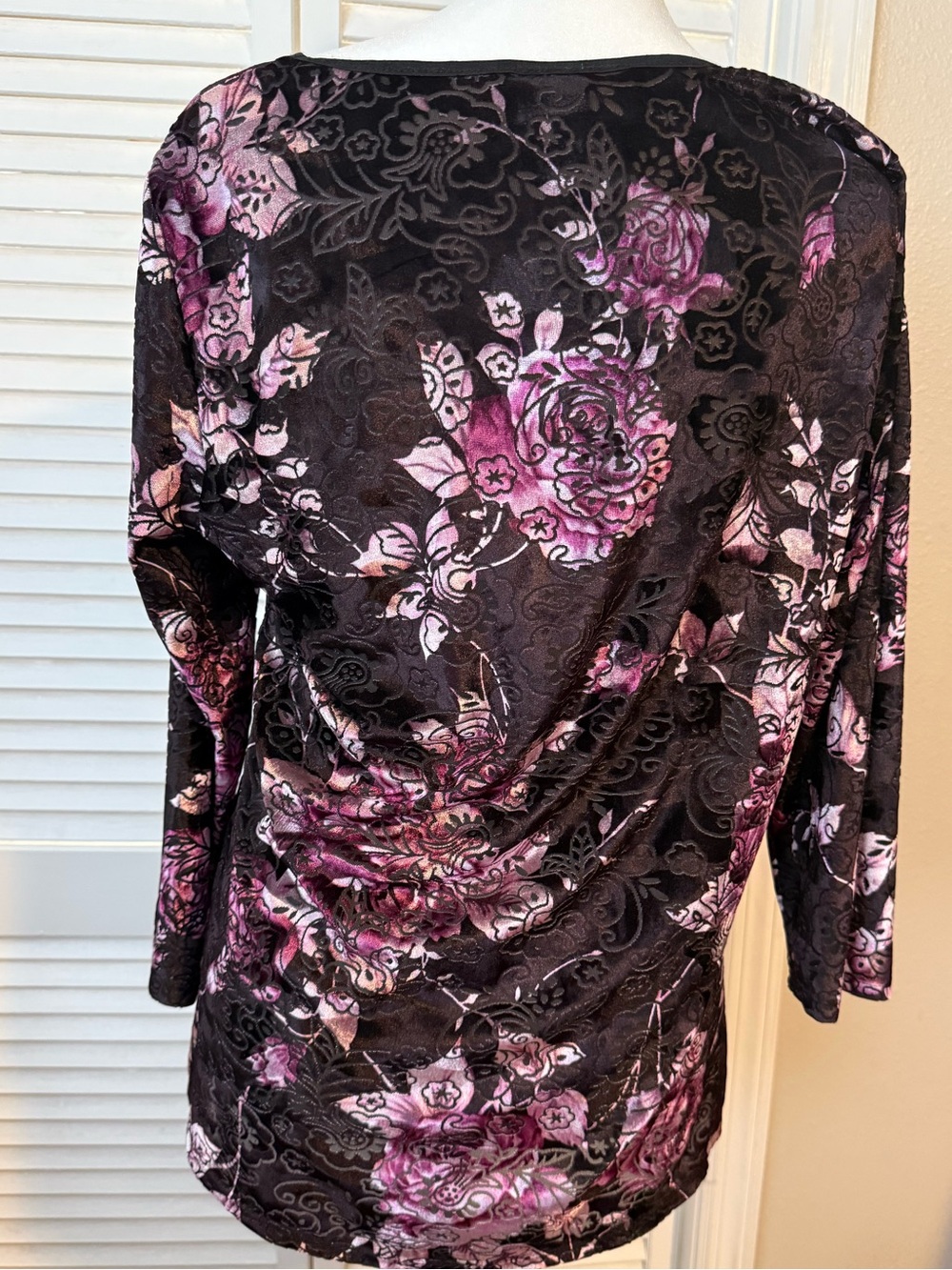 Y2K Dressbarn Women’s Velvet Burnout Fairy Grunge Whimsigoth Top Size XL Brown - Picture 5 of 12